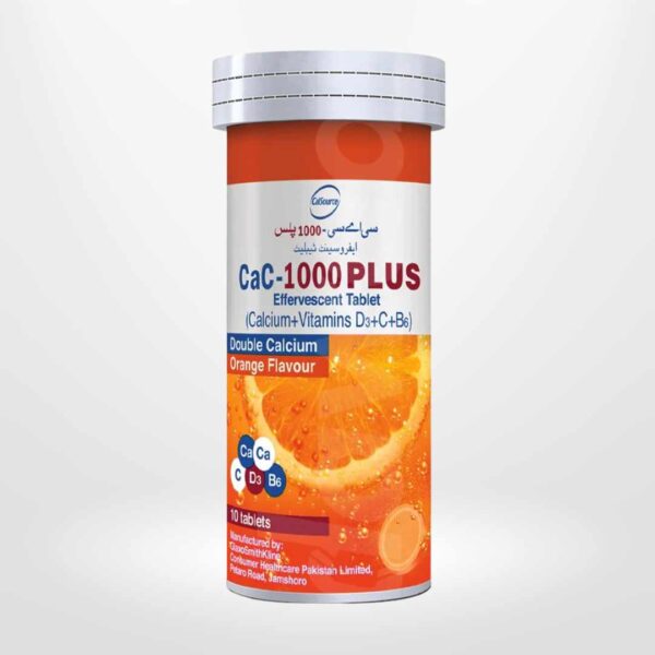 Cac 1000 plus orange flavour effervescent tablets 10s