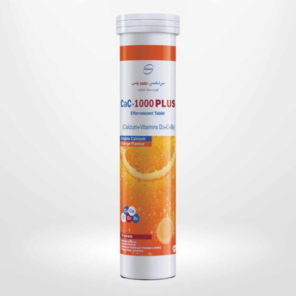 Cac 1000 plus orange flavour effervescent tablets 20s